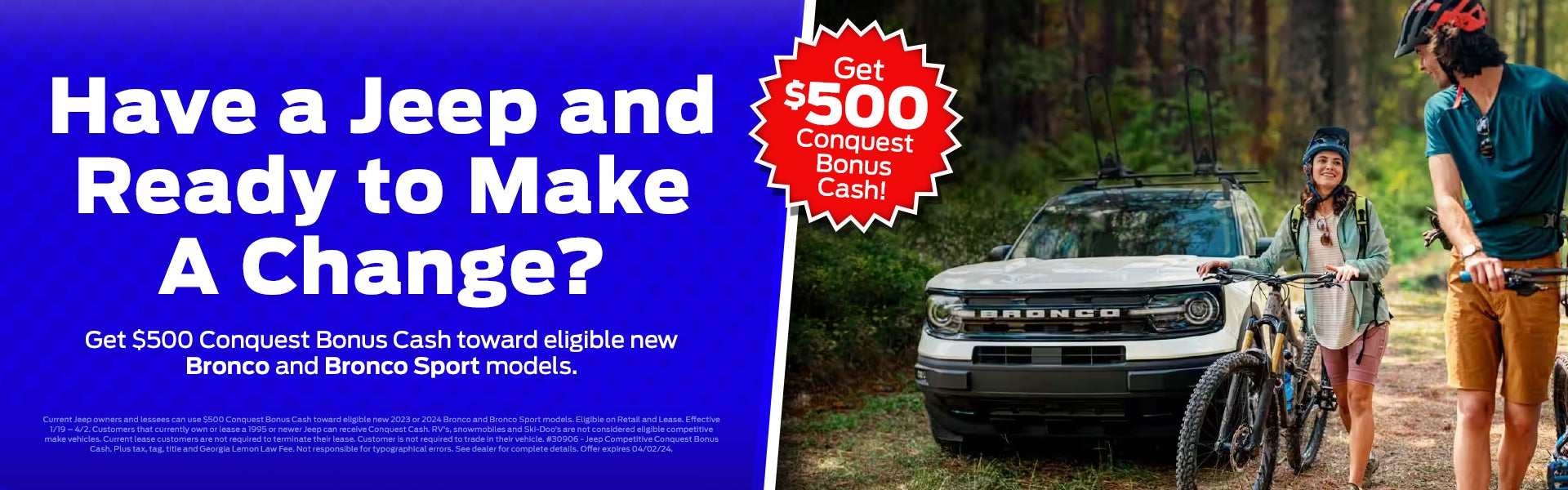 Jeep Owners Get 500 Cash toward Bronco models